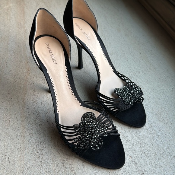 Giorgio Armani high heel sandals, flower straps